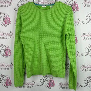 Izod sweater crewneck knit Bright Green Crew Neck Sweater